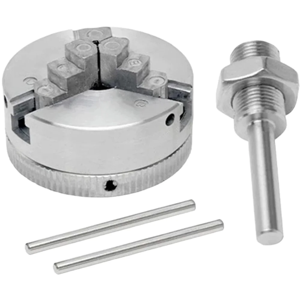 Three Jaw and Four Jaw Chuck with M12x1 Thread Connecting Rod Zinc Alloy for Mini Lathe and Hand Drill Workholding