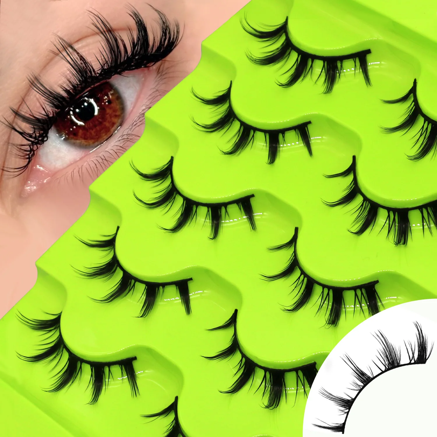 VELTRINAY Manga Lashes 3D Faux Mink Lashes Flauschige, dünne, falsche Wimpern, Cosplay, dicke, stachelige, künstliche Wimpern, Make-up