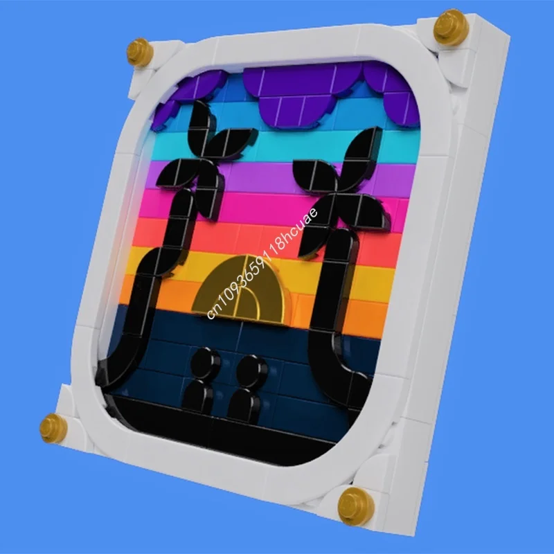 190개 MOC 오션 선셋 조각 모자이크 모델 블록 건축 조립 크리스마스 선물 DIY 아이디어 브릭 장난감 어린이용