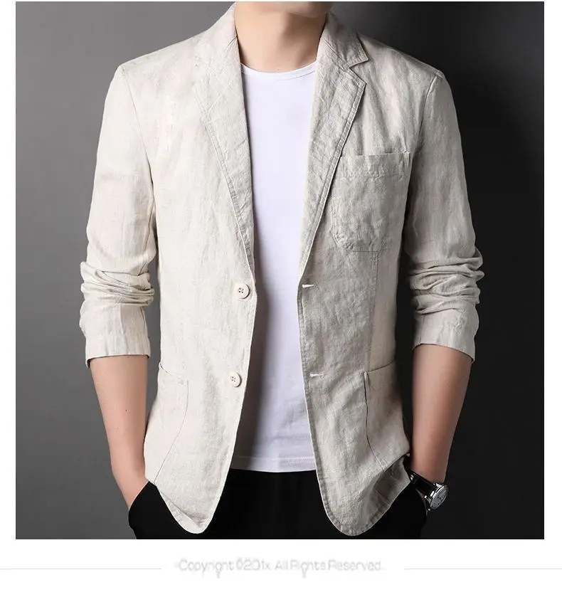 Leinen-Sonnenschutzjacke Blazer Modischer Herren-Outdoor-Reise-Hochzeits-Blazer Vielseitig Lässig Leicht Kühl Atmungsaktiv – Detail 16
