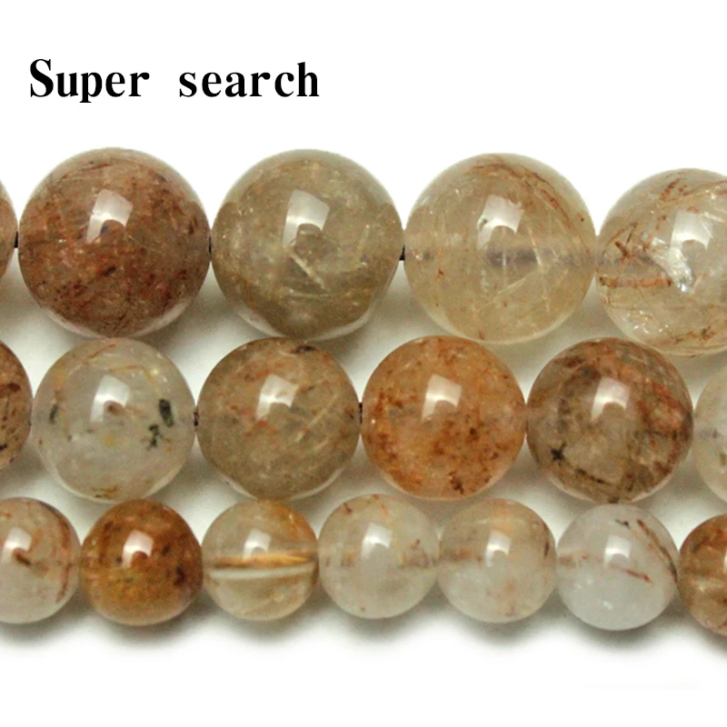 6 8 10mm Natural Copper Rutilated Actinolite Quartz Stone Smooth Round Shape DIY Loose Beads Jewelry Accessories Bracelet