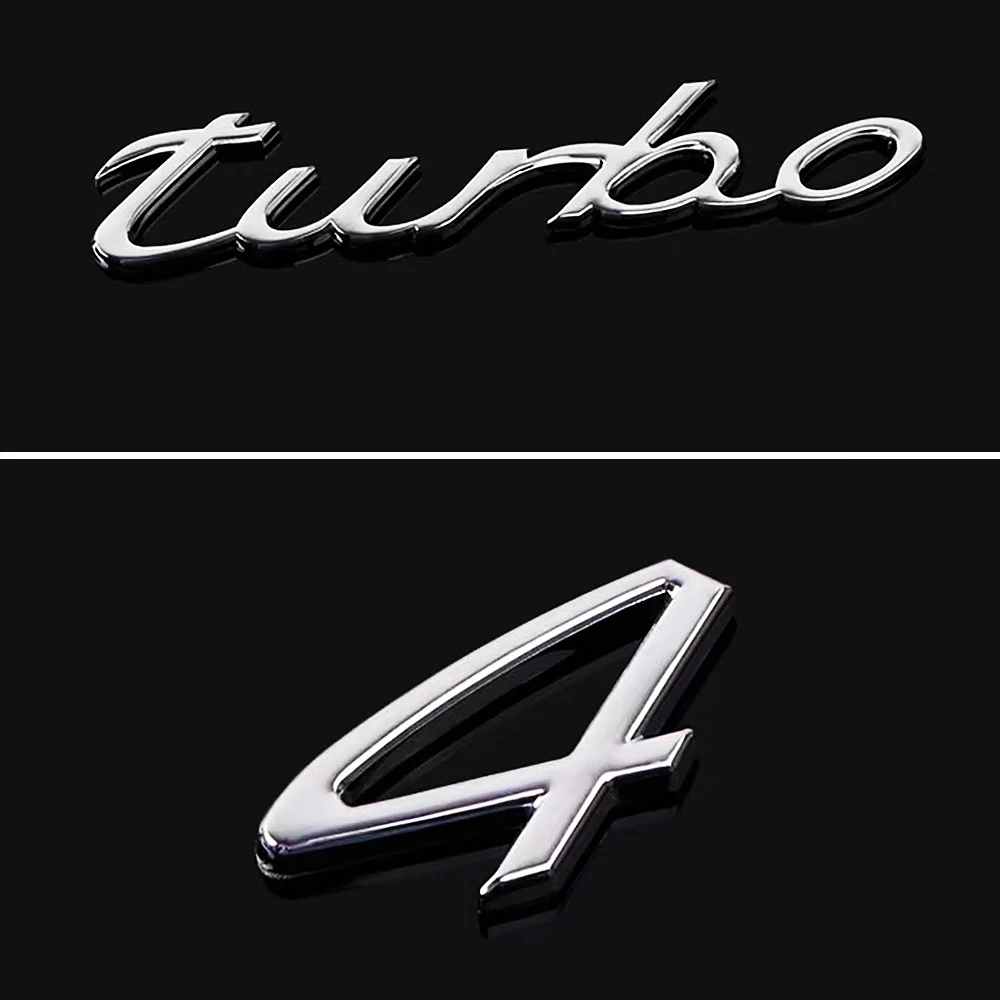 New 1Pcs Chrome Turbo ABS Plastic Sticker Badge Decals Racing Emblem Fit For Porsche Auto Car Trunk Lid