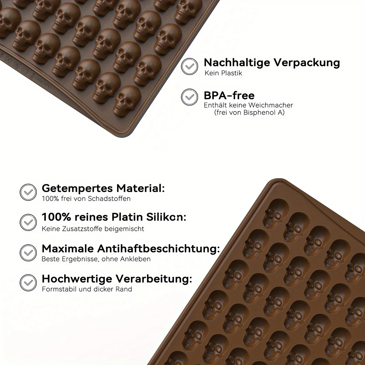 Skull Silicone Baking Mold - 100-Cavity Chocolate & Candy Mold for DIY Cake Decorating Fondant Ice Cubes Soap Making