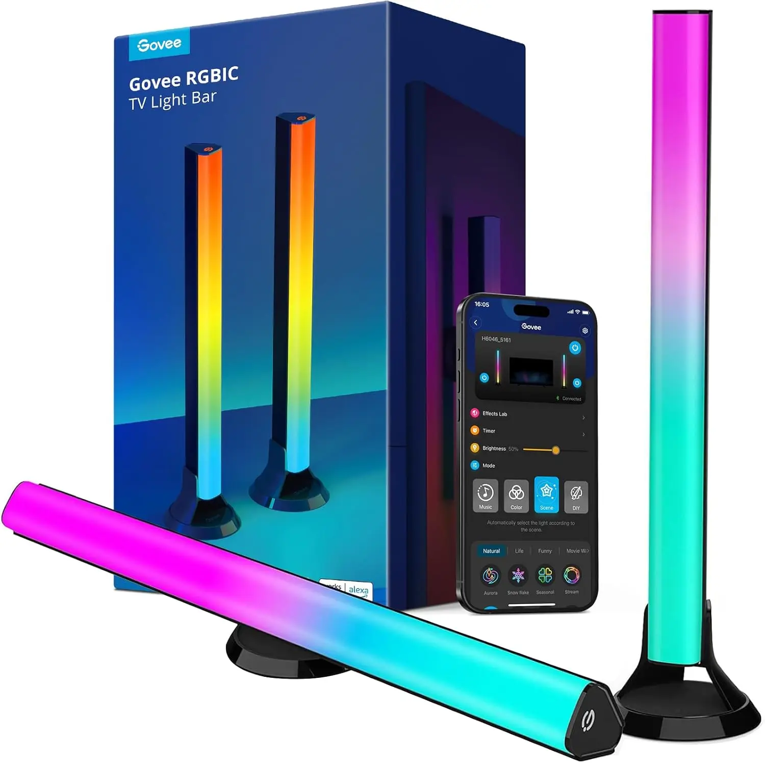 

15-дюймовая подсветка для Smart TV с Wi-Fi, Alexa и Google Assistant, эффекты RGBIC для телевизоров 45-70 дюймов