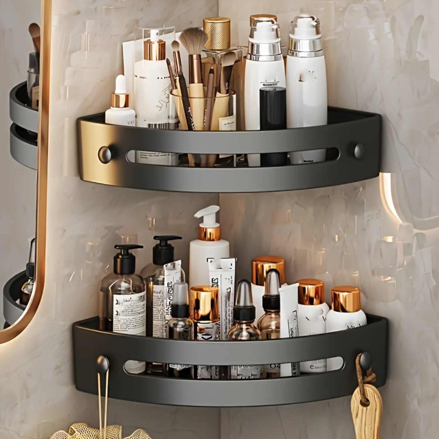 Rust-Resistant Corner Shower Shelves - Stylish & Spacious Bathroom Caddy Basket