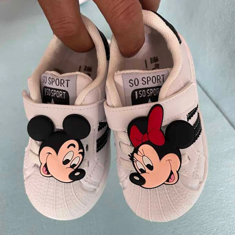 Disney Children\'s Casual Shoes Cartoon Spiderman Boys and Girls Outdoor Sneakers Toddler Cute Mickey Anti-slip Shoes 0-6Years