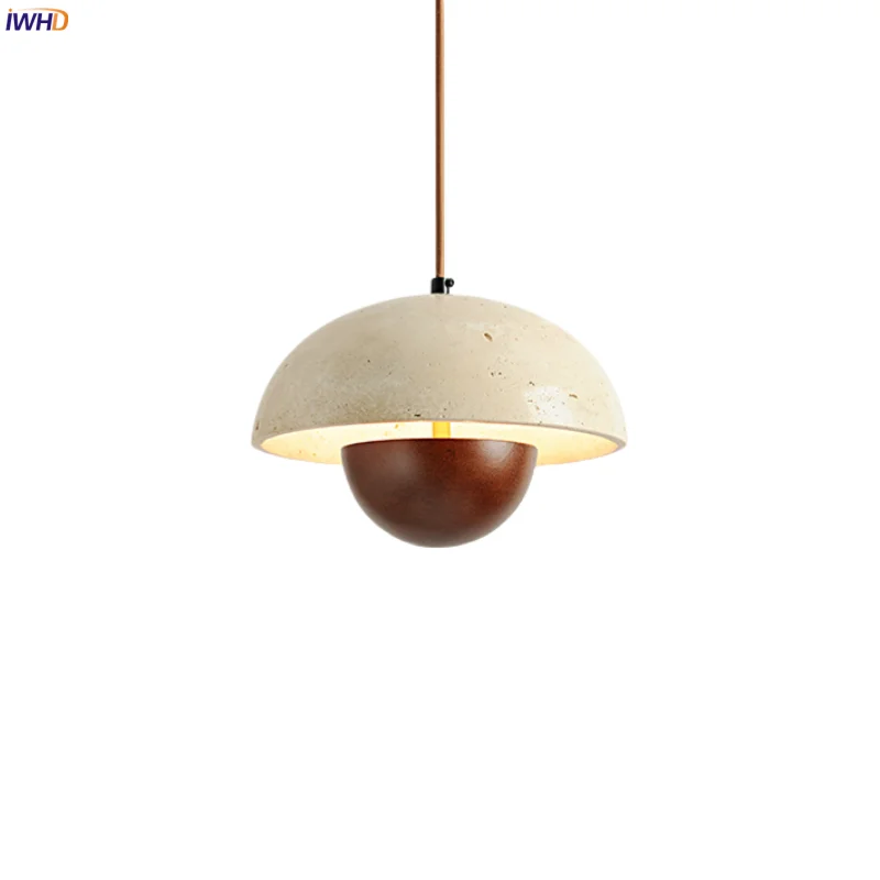 

IWHD Wabi Sabi Cement LED Pendant Lamps For Bedroom Loft Living Dining Room Decoration Nordic Minimalism Hanging Light Luminaire