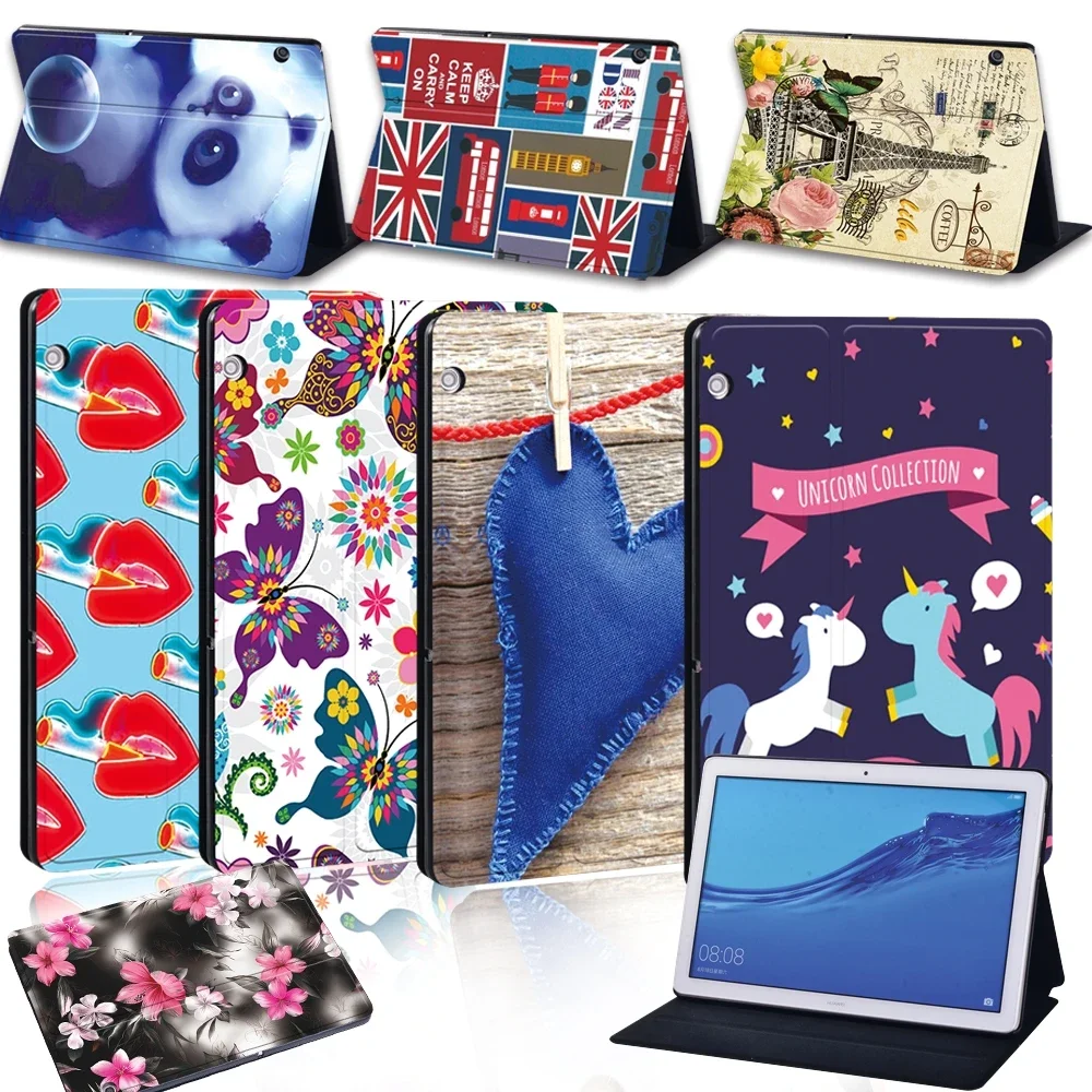 

Tablet Cover Case for Huawei MediaPad T3 8.0"/T3 10 9.6"/T5 10 10.1"/M5 Lite 10.1"/M5 10.8" PU Leather Old Image Print Pattern