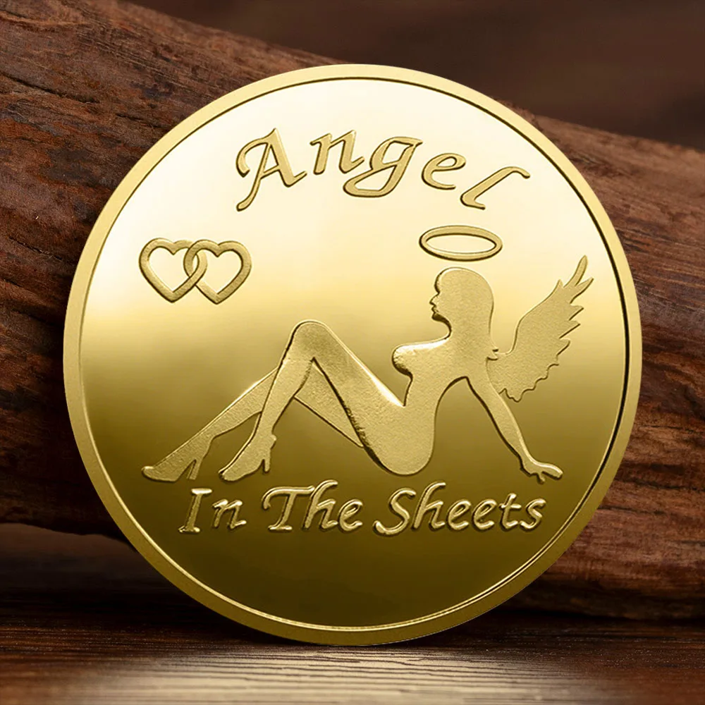 Angel Girl Gold Plated Commemorative Coin Angel and Devil Decision Collection Coin