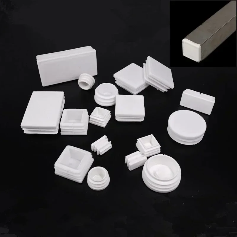 16PC Plastic White pipe plug Square Rectangle Blanking End Caps Tube Pipe Inserts Bung Anti-slip Chair Leg Caps Floor Protection