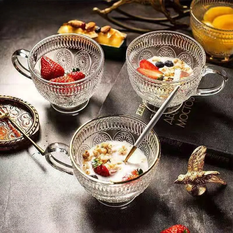 400ml Glass Breakfast Mug Fruit Milk Mug Cute Glass Coffee Cup Household  with Handle Capacity Oatmeal Drinkware