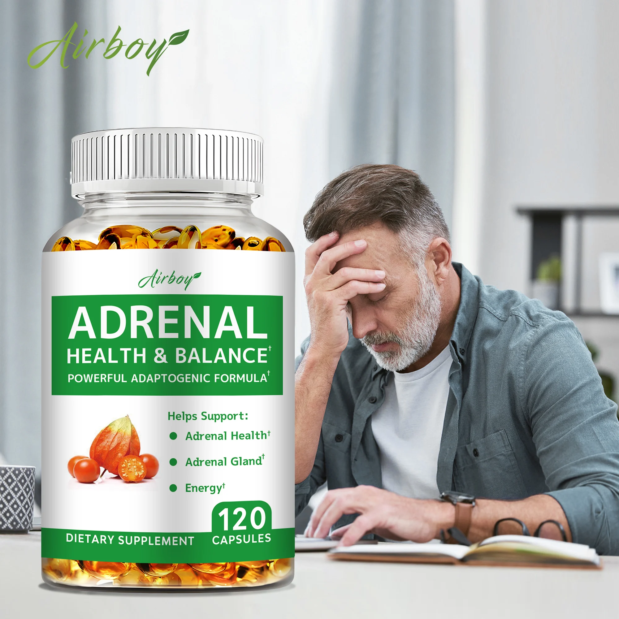 

Adrenal Support Supplement – Natural Stress Support To Improve Mood, Focus and Relaxation - 120 Capsules