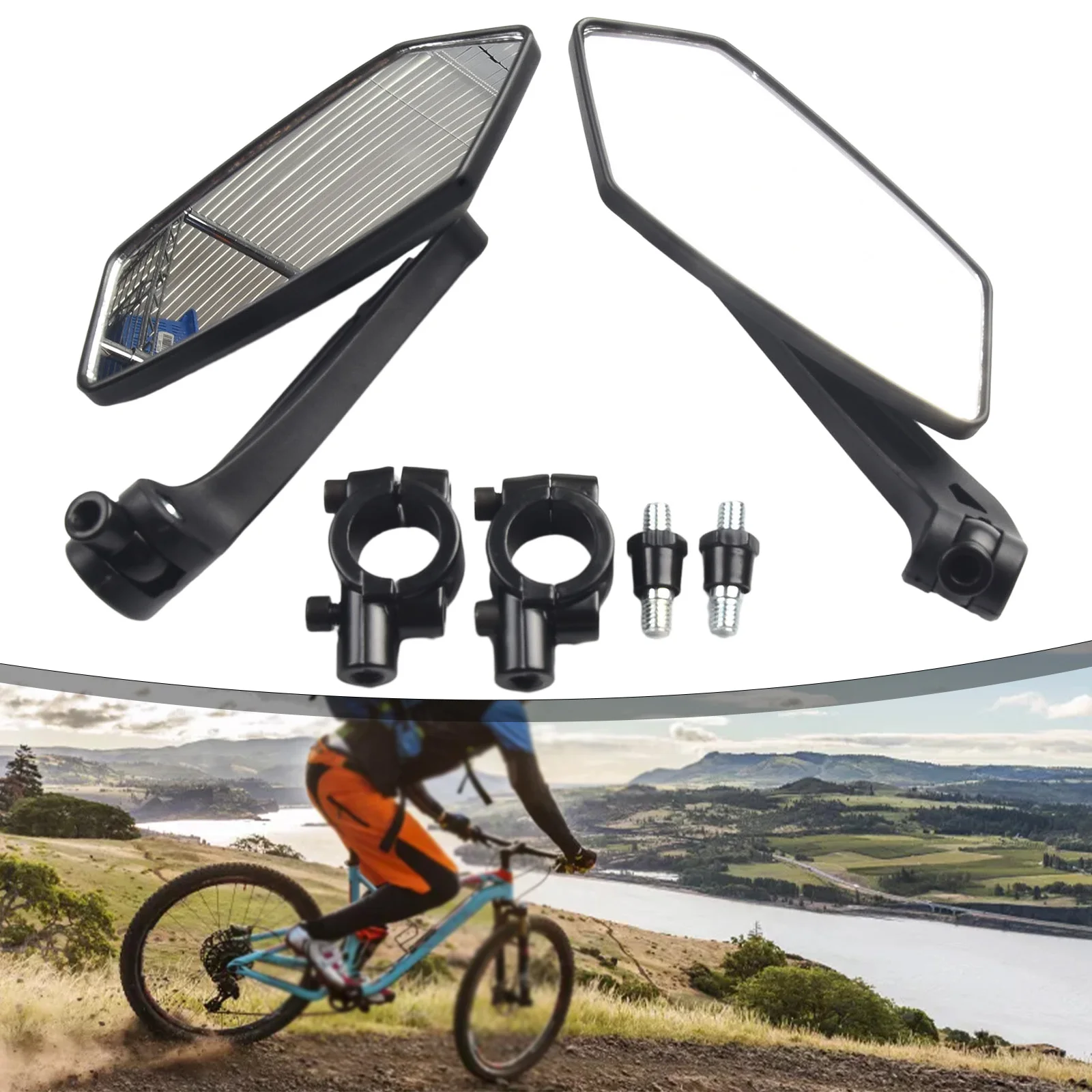 Reversing Mirror Rearview Mirror Electric Vehicle Flat Mountain Bike Rearview Mirror Reversing Mirror 22-25mm Brand New