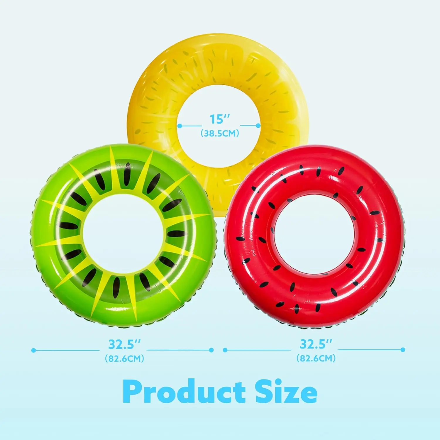 Badeau gonflable de Tube de natation (paquet de 3) avec des jouets de piscine de peinture de Fruits d'été pour des décorations de fête de piscine