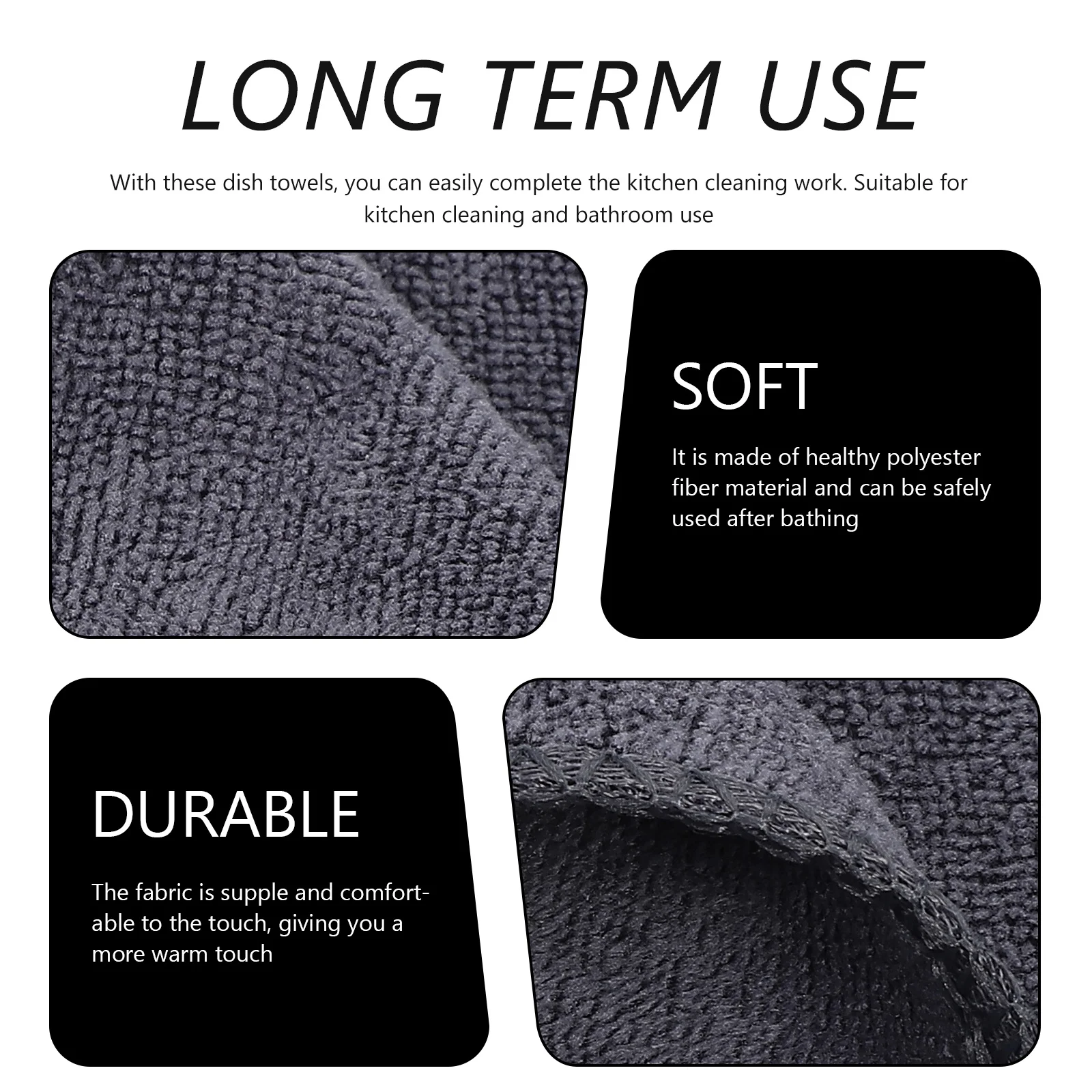 10 шт. кухонные полотенца премиум-класса с гладкой текстурой, легко стирается и сухая для использования в кухне, ванной комнате, многофункциональный набор тряпок для протирания