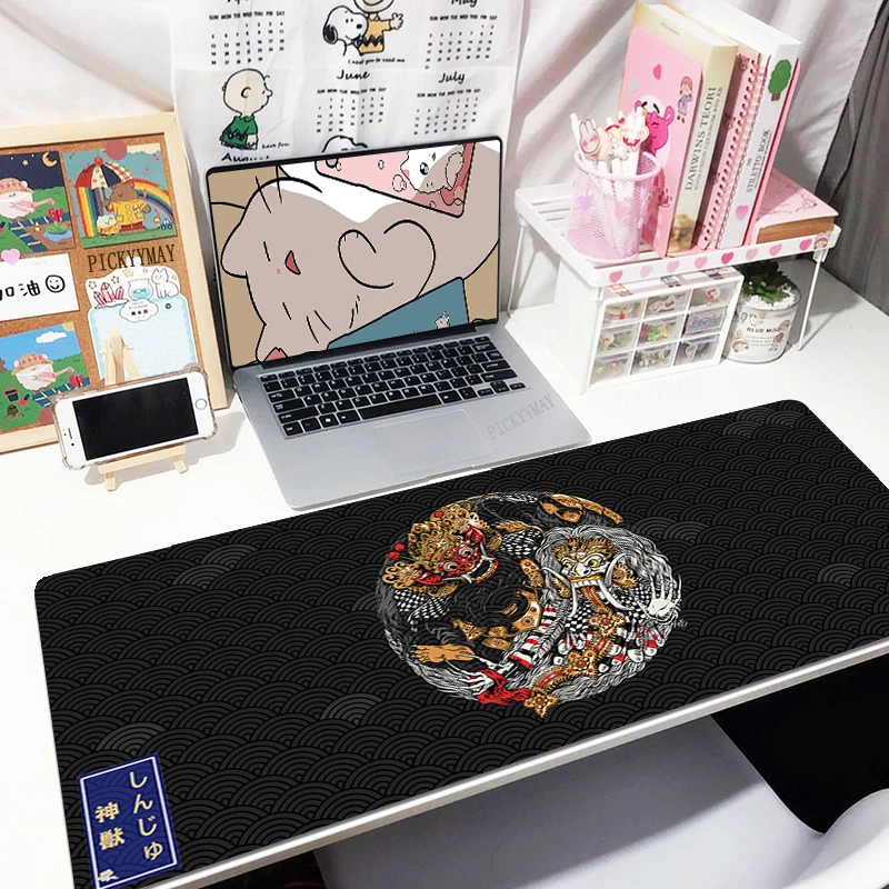 Oriental Element Mouse Pad Dragon Large Gamer Mousepad Keyboard Mat XXXL Mouse Mats 31.4x11.8in Rubber Desk Pad Design Desk Rug