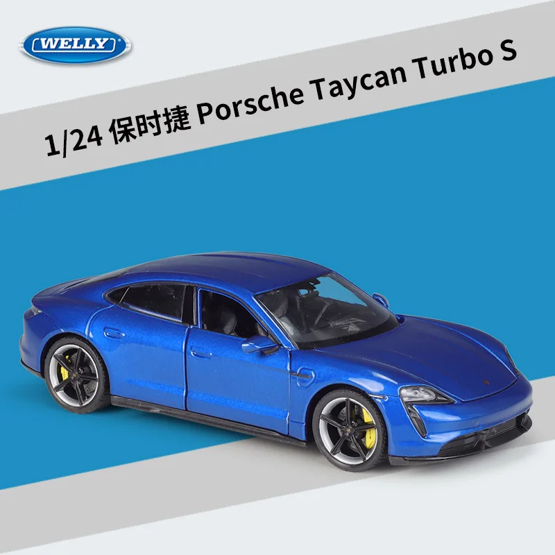 1: 24 Porsche Taycan Turbo S Simulatie Legering Automodel Eindproduct Speelgoed Scène Bijpassende Display Ornament Jongen Verjaardagscadeau