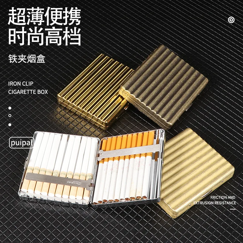 20 Thin Portable Cigar Cigarette Case Man Flip Cover Metal Cigarette Case Fits Cigar Tobacco Moisture-proof Storage Box Supplies