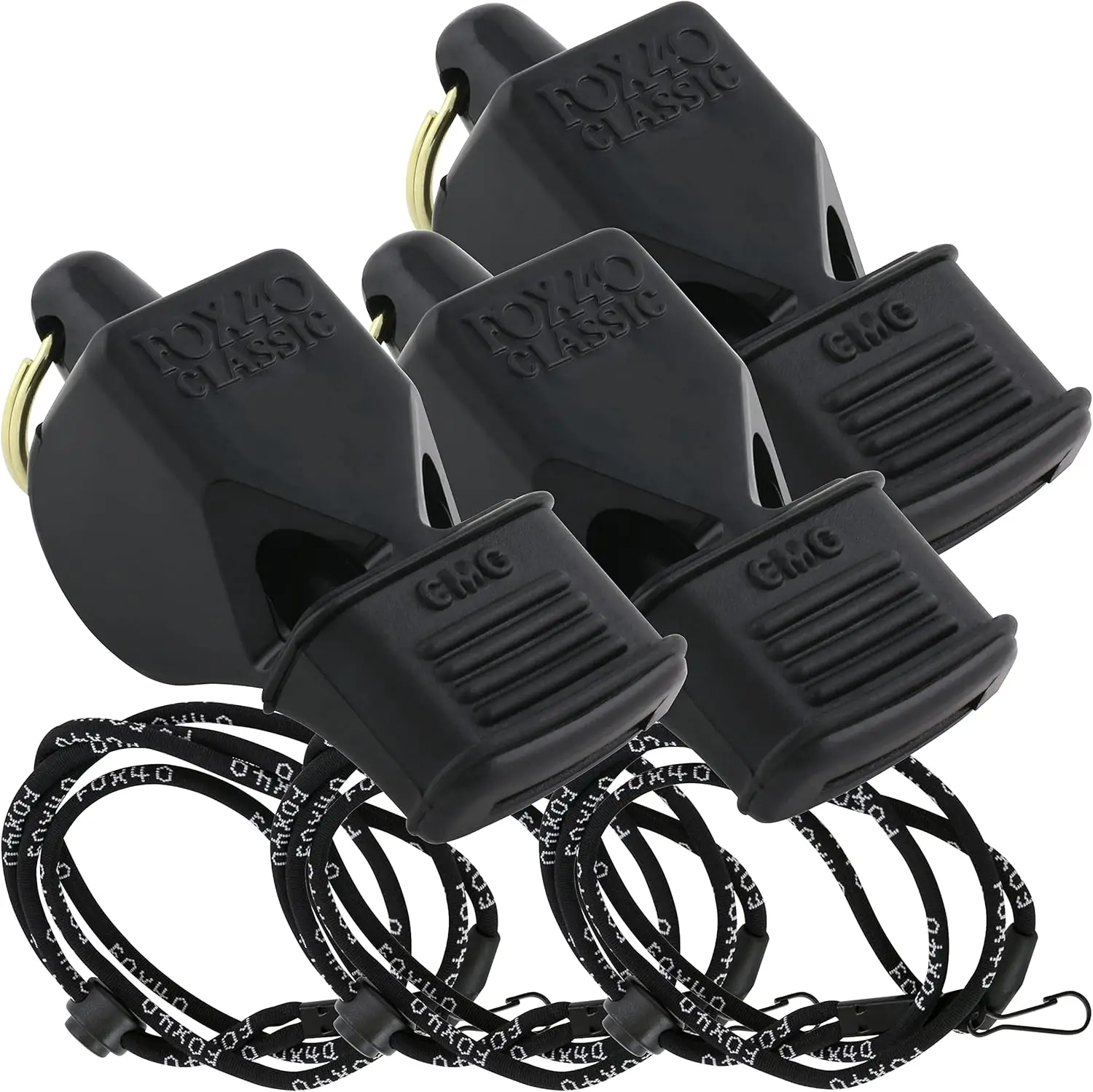 

3 Pack Fox 40 Classic CMG Whistles with Breakaway Lanyards for Sports, Outdoor & Safety