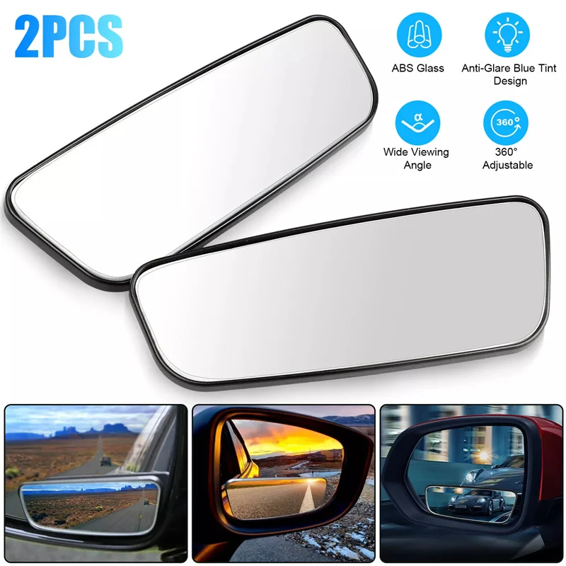 2PCS Car Side Mirrors Blind Zone Mirrors 360 Degree Wide Angle Additional Spherical Dead Zone Mirrors On Regular