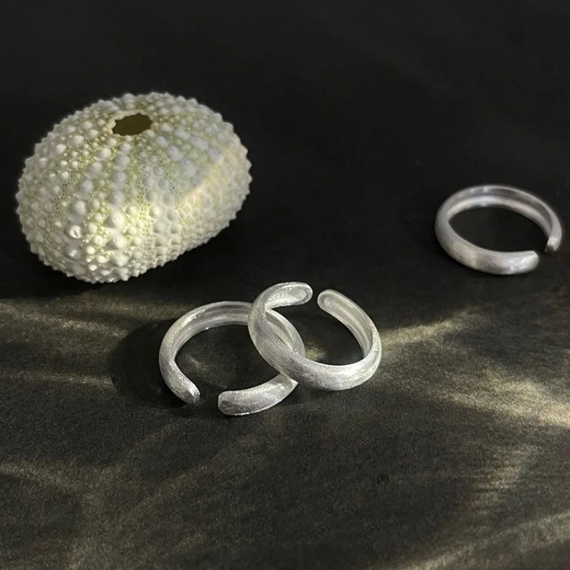 Anillos de plata de ley 925 para mujer, joyería fina hecha a mano, estilo Retro Simple, Irregular, abierto y estrecho, bisutería de cumpleaños