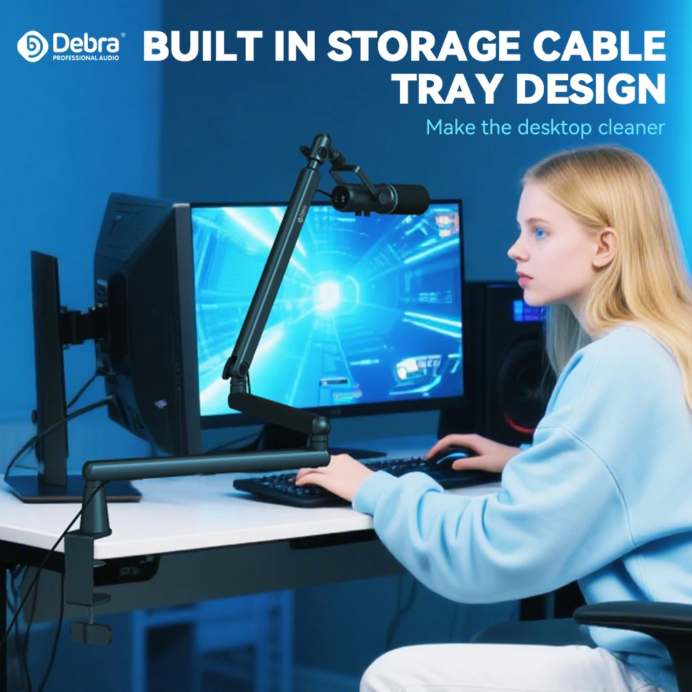 Debra W-02 Professional Desktop Computer Mobile Game Live Recording Adjustable Low Profile Cantilever Stand