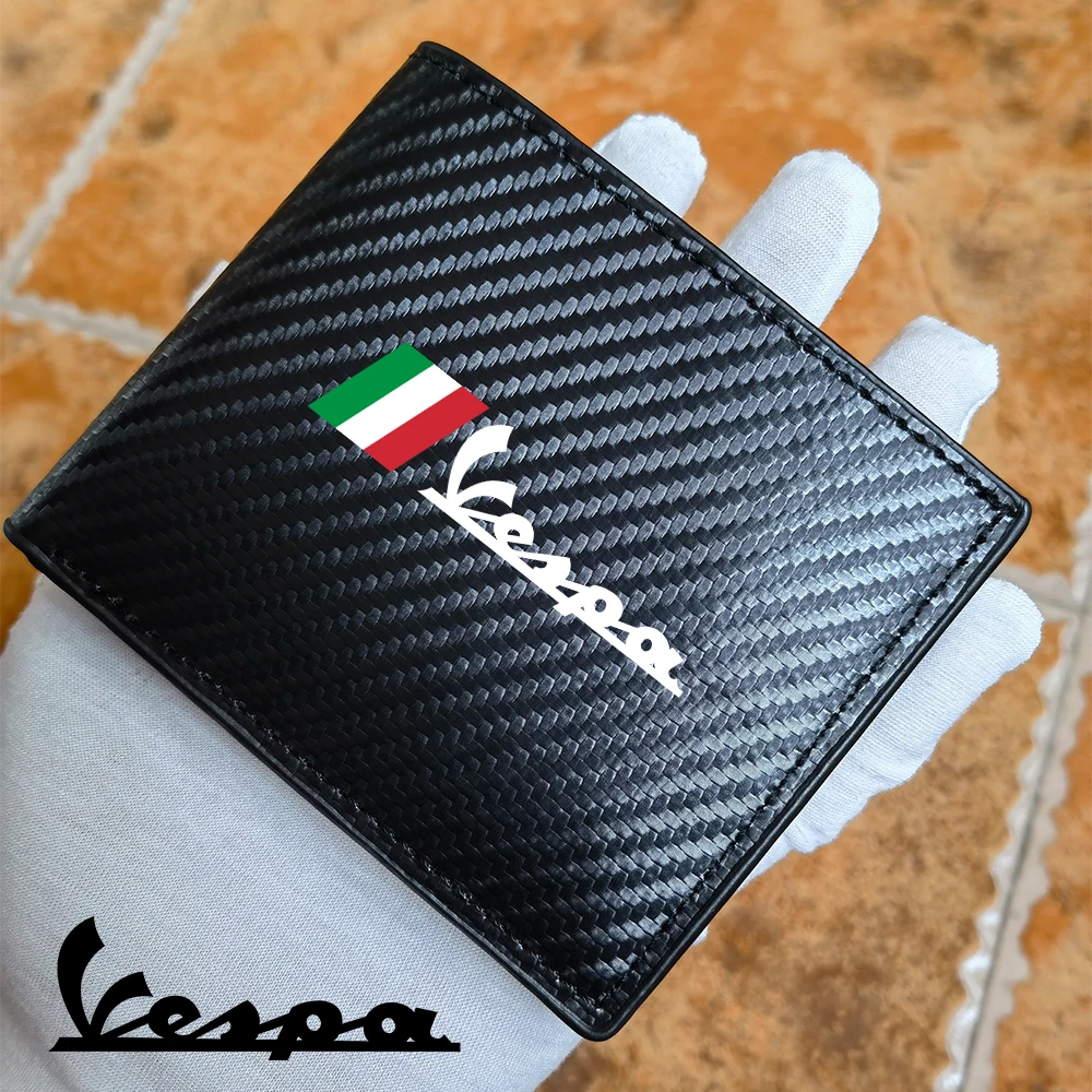 for vespa sprint gts 300 primavera 946 sei giorni Motorcycle carbon fiber leather wallet Card package Motorcycle Accessories