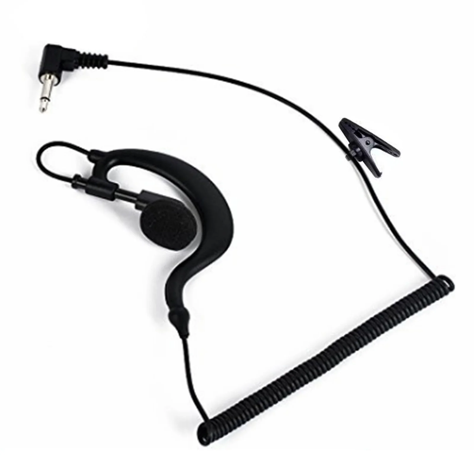 2.5mm/3.5mm Ear Hook Headset for Walkie Talkie Single Ear Radio Earpiece with Clip Single Earphone with Coiled Cable