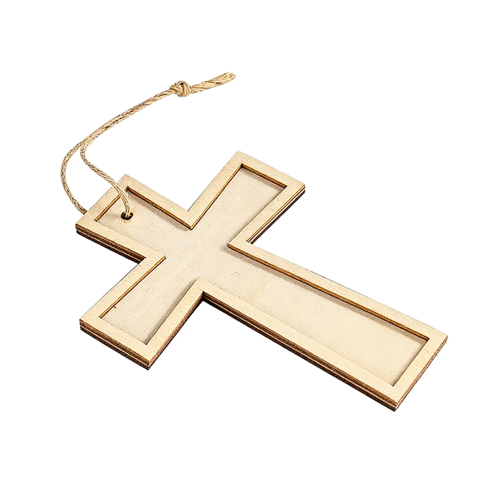 Unfinished Wooden Cross Blank Tray Hollow Groove Storage Base DIY Craft Mold Wall Hanging Decor for Christian Handmade Lovers