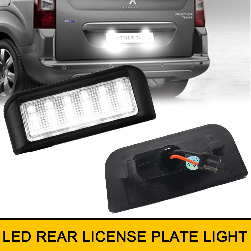 

6000K White LED Rear License Plate Lights For Peugeot Expert Partner Traveller Rifter Ranch Citroen Berlingo Dispatch Jumpy