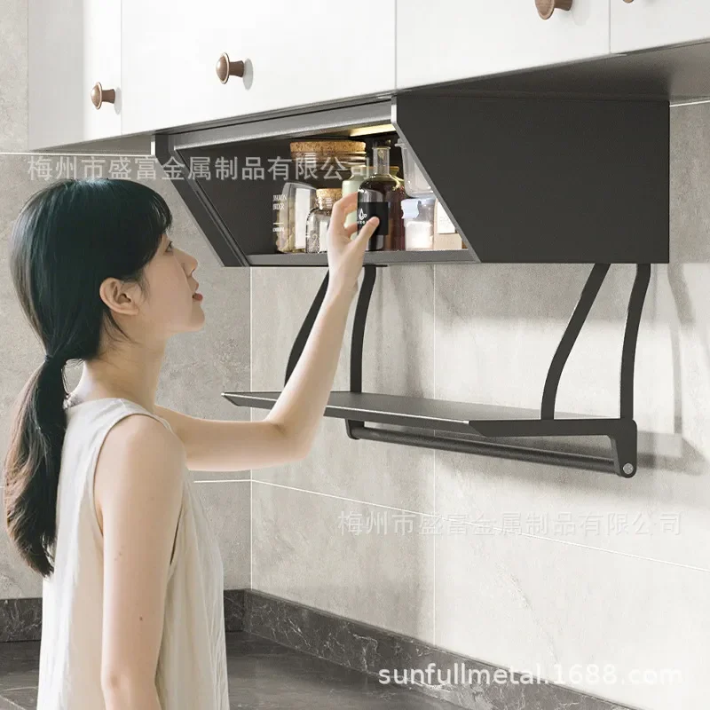 Under Cabinet Hanging Storage Basket Double Layer Folding Kitchen Organizer Hidden Seasoning Rack Vegetable Prep Shelf Space
