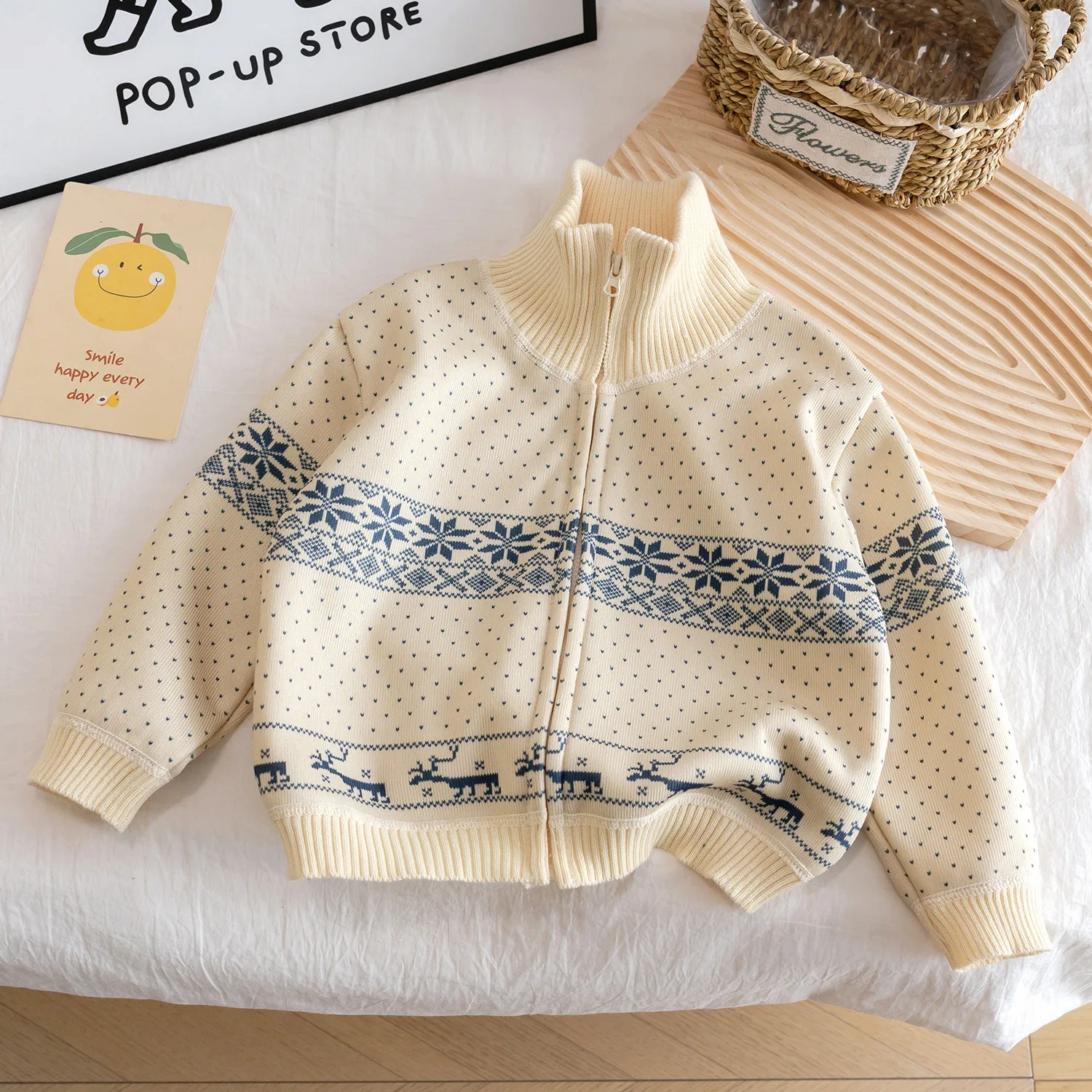 

UNITIM Kids Baby Girls Sweater New Winter Cartoon Jacquard Turtleneck Toddler Girls Knitwear Infant Baby Girls Casual Pullovers