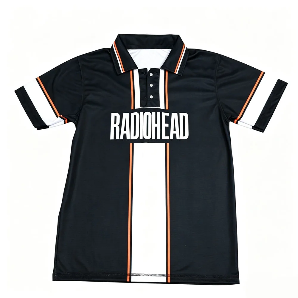 Unisex Radiohead Graphic Soccer Polo Jersey  Men Women Mesh Football T-Shirt Rock Band Fan Streetwear Print Loose Tshirts Tops