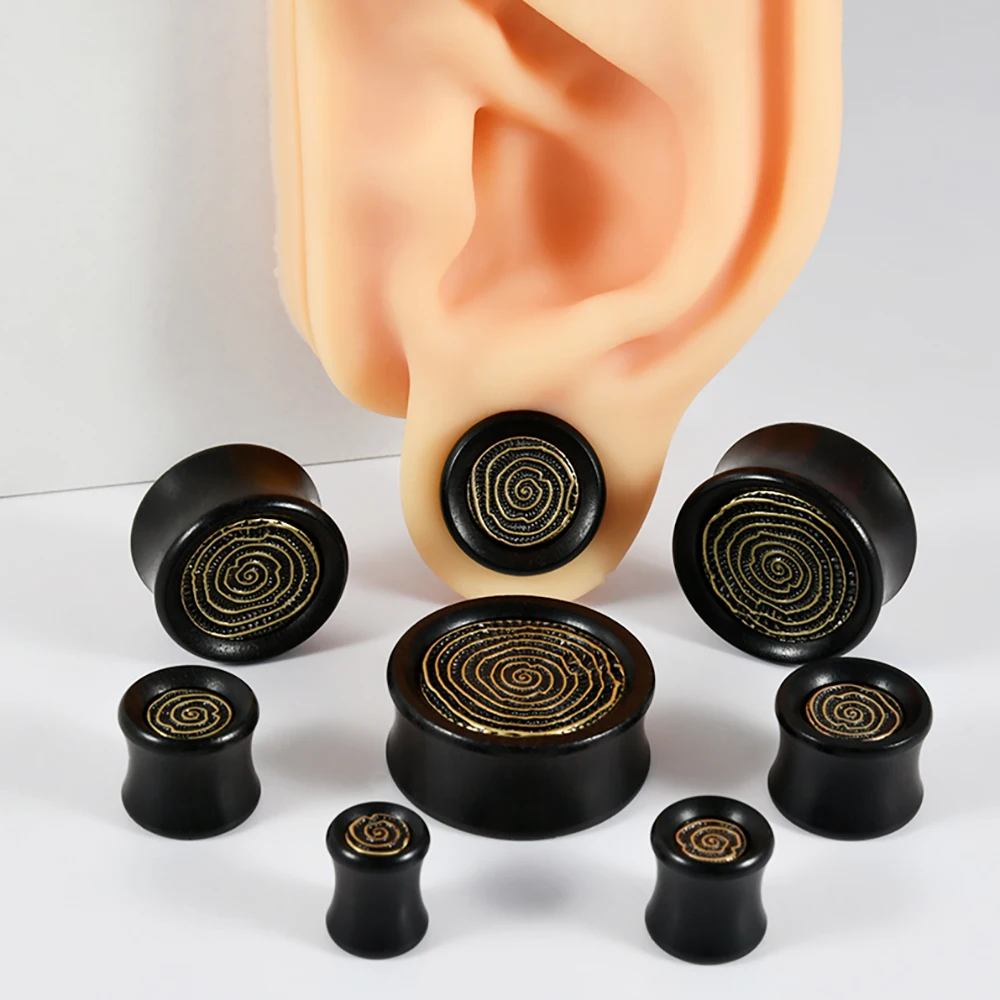 1PC Wood Round Stump Sandalwood Hollow Ear Gauge Plugs Expander Stretcher Gauge Piercing Body Jewelry For Man Woman 8MM-25MM