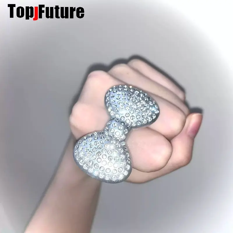 Original Black Silver Purple Hot Pink Bow Rhinestone Ring 90S Millennium Y2K Visual Kei Alt Aesthetic Punk Jewelry For Women