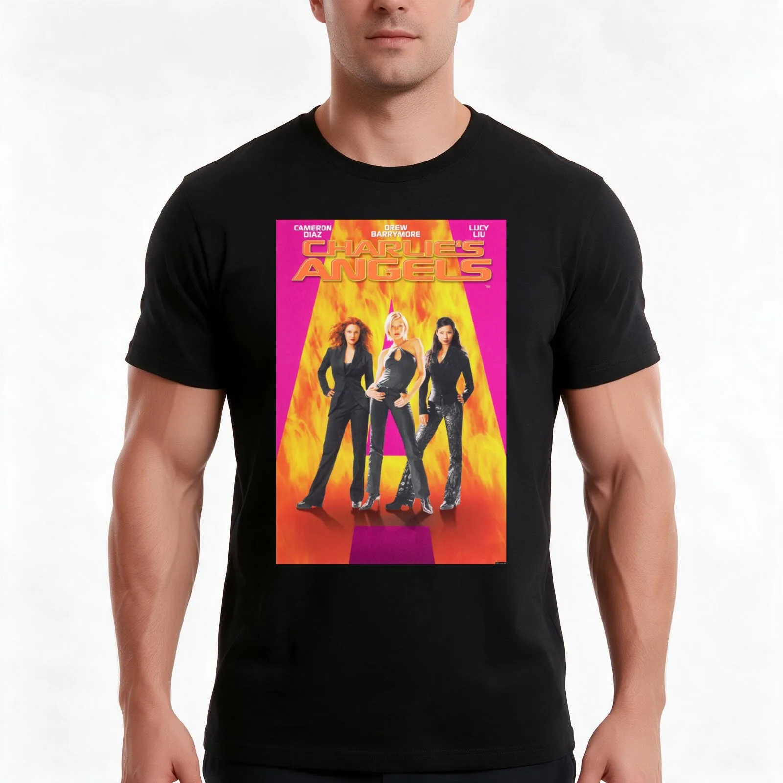 Charlie’s Angels Poster T-Shirt, Summer Casual Cotton Tee, Oversized Streetwear Tops, Vintage Graphic Print, Unisex Men Women