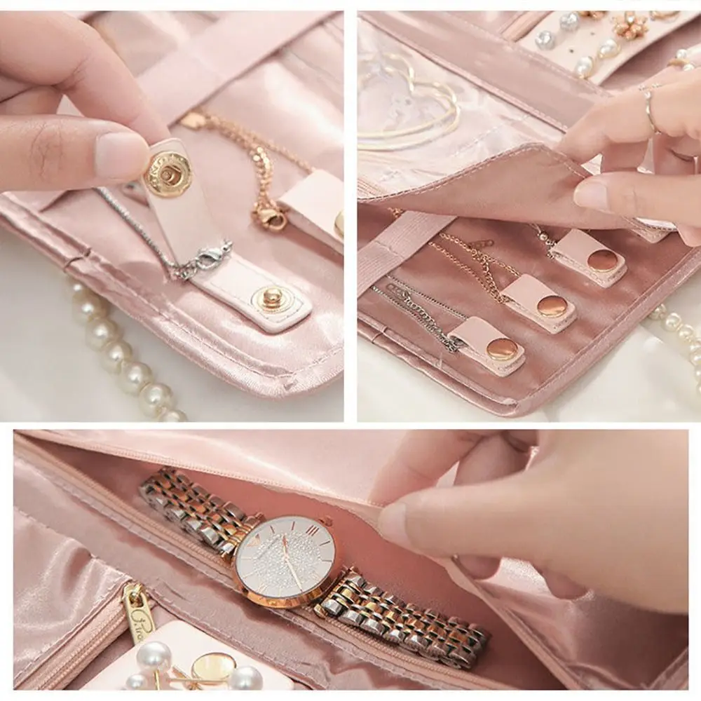 New Multifunctional and Earring Organiser Roll Foldable Travel Jewelry Organizer Jewelry Storage Bag Travel