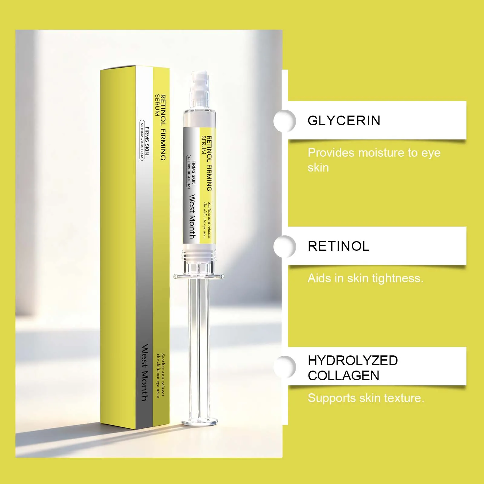 West Month Retinol Eye Cream Brightening Dullness Skin Long-Lasting Hydration Relieve Dryness & Discomfort