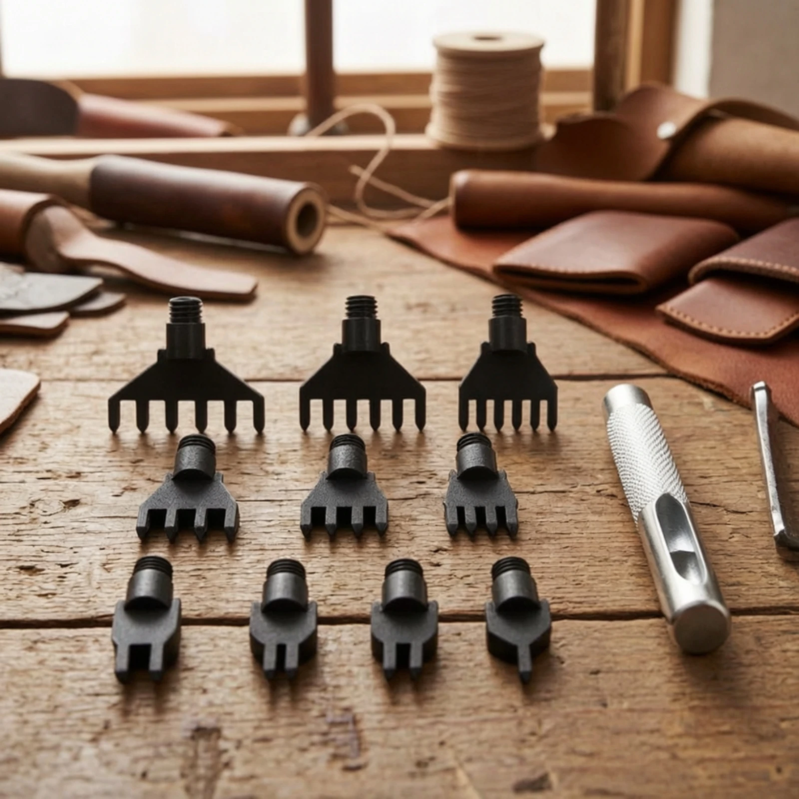 Leather Hole Punch Tool Set Multi-Tooth Interchangeable Hole Punch Tool Multifunctional High Hardness for Leathercrafters