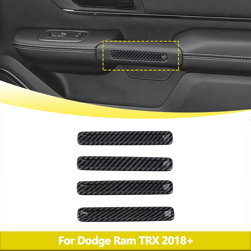 4-PACK Osłona klamki wewnętrznej z włókna węglowego do Dodge Ram 1500 TRX 2020 2021 2022 2023 Akcesoria Listwy wewnętrzne