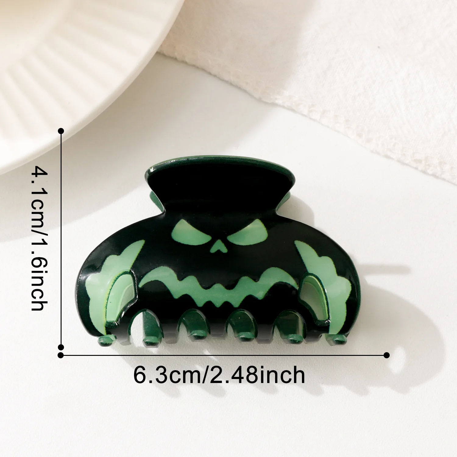 PVC Halloween Hair Claw Clips Pumpkin Ghost Spooky Dark Green Holiday Hair Accessories for Women view 6
