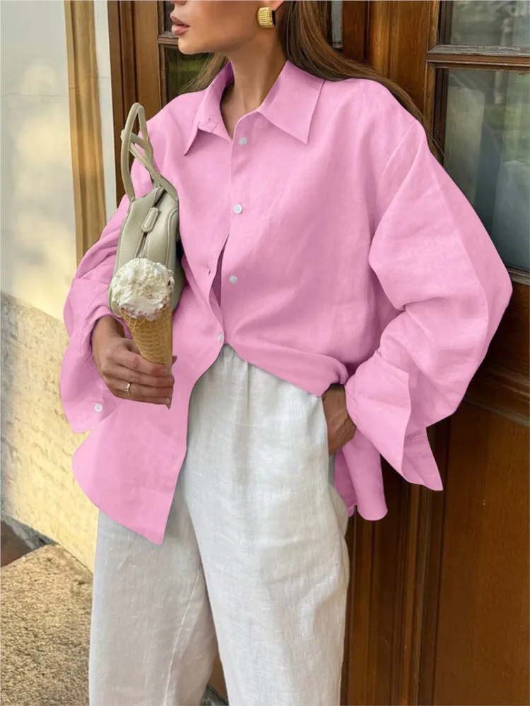 

New Autumn Casual Resort Plain-Colored Women's Shirt,Women's Clothing,Blouses For Women,Vintage Clothing,Tops Ladies