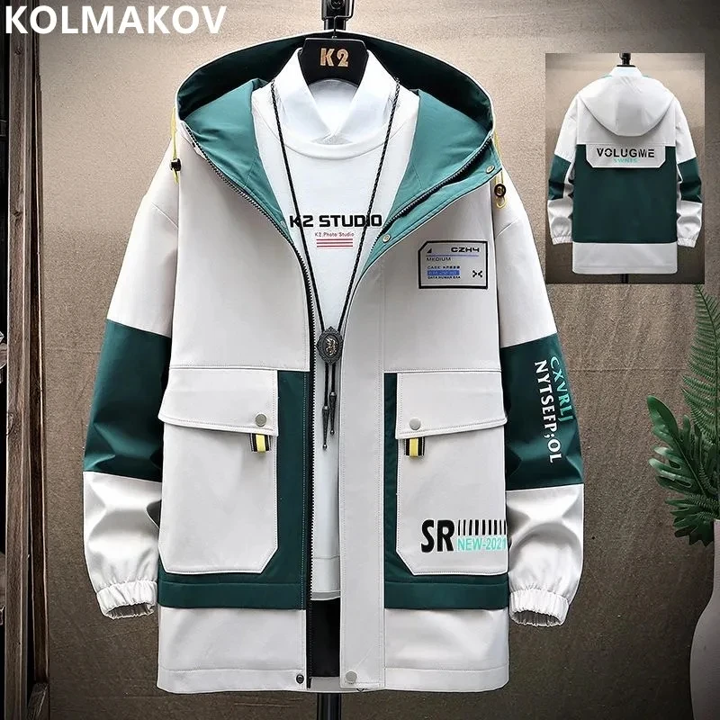 2024 spring new style Men Fashion Casual Trend Hooded Jackets Men\'s Casual Loose style Waterproof High-Quality Jacket male M-4XL