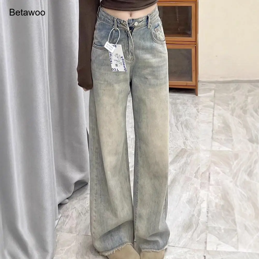 

Women Vintage Washed Wide Leg Jeans High Waist Baggy Denim Pants Y2K Streetwear Straight Trousers Casual Loose Fit Jeans