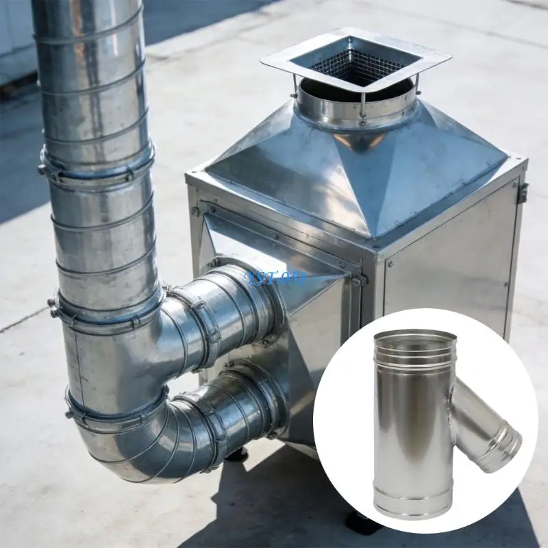 E15A Extended Use Metal Three Way Duct Component For Kitchen Bathroom Fan System