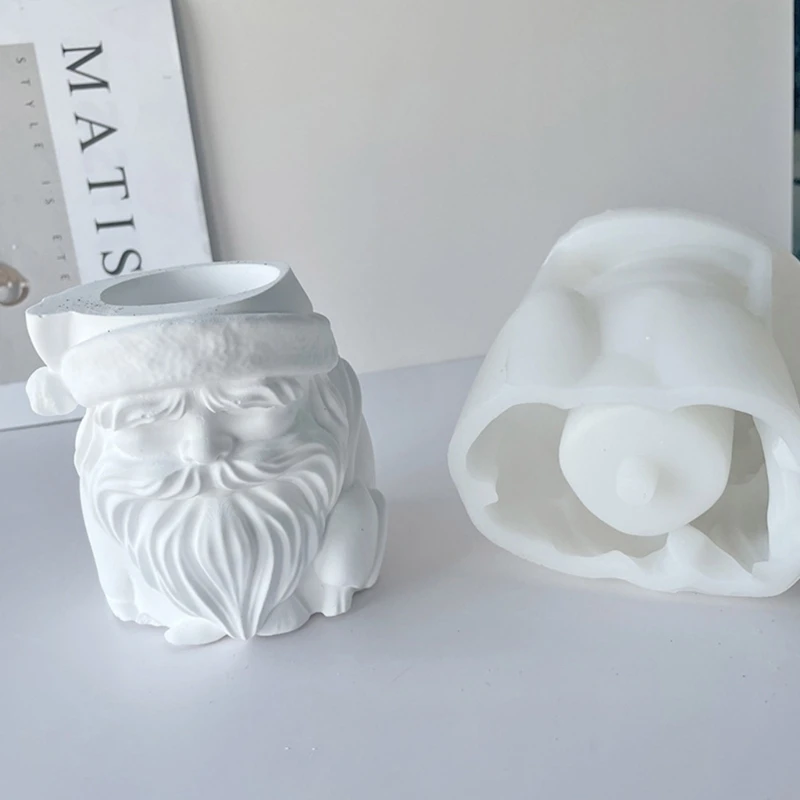 Christmas Silicone Planter Mold Santa Claus Concrete Flowerpot Mold Cement Vase Mold Candle Holder Mold Dwarf Pot Mold