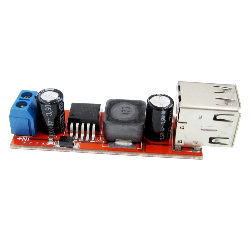 1pcs DC 6V-40V To 5V 3A Double USB Charge DC-DC Step-down Converter Module For Vehicle Charger LM2596 KIS3R33S Dual USB