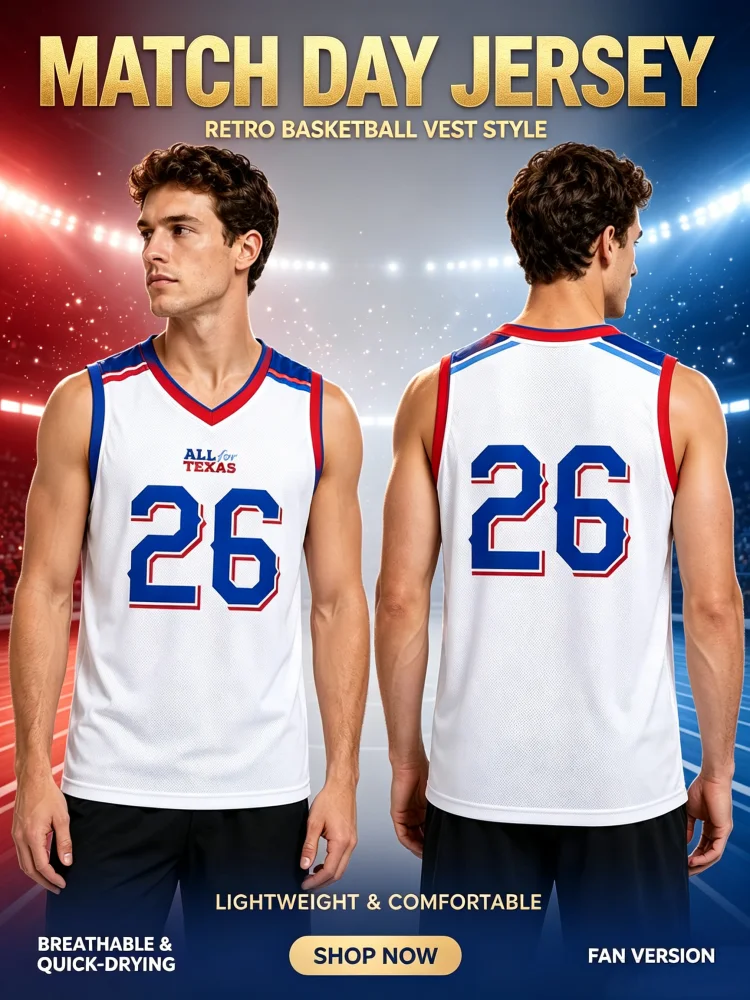 2026 Summer Rangers Texas Basketball Jersey Basketball Sleeveless Shirt Breathable Quick-drying Casual Gym Vest Family Kids Tees