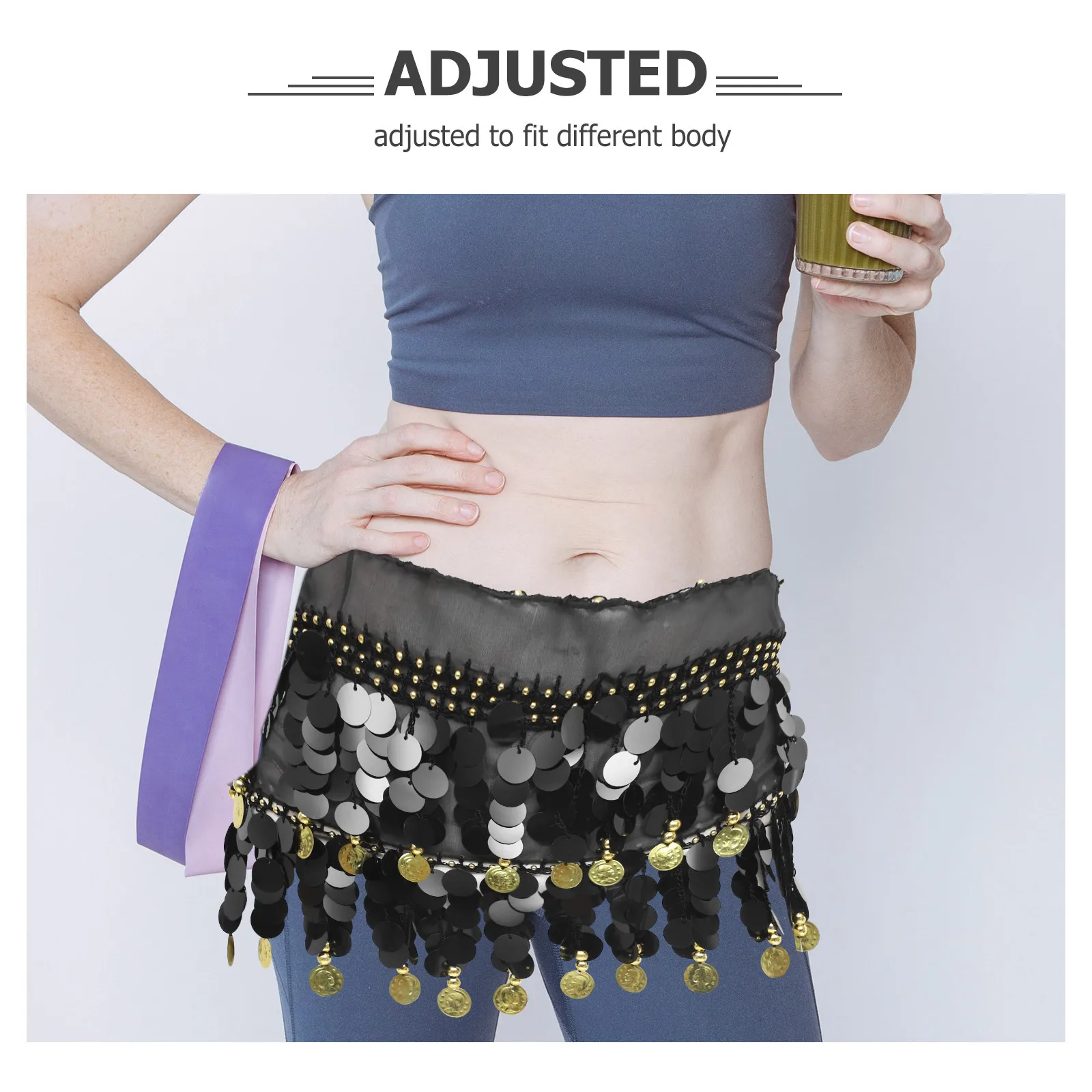 Błyszcząca spódnica z cekinami, regulowana, idealna do ćwiczeń tanecznych, na imprezy, Halloween, maskarady, dodatek do kostiumu, spódnice taneczne.