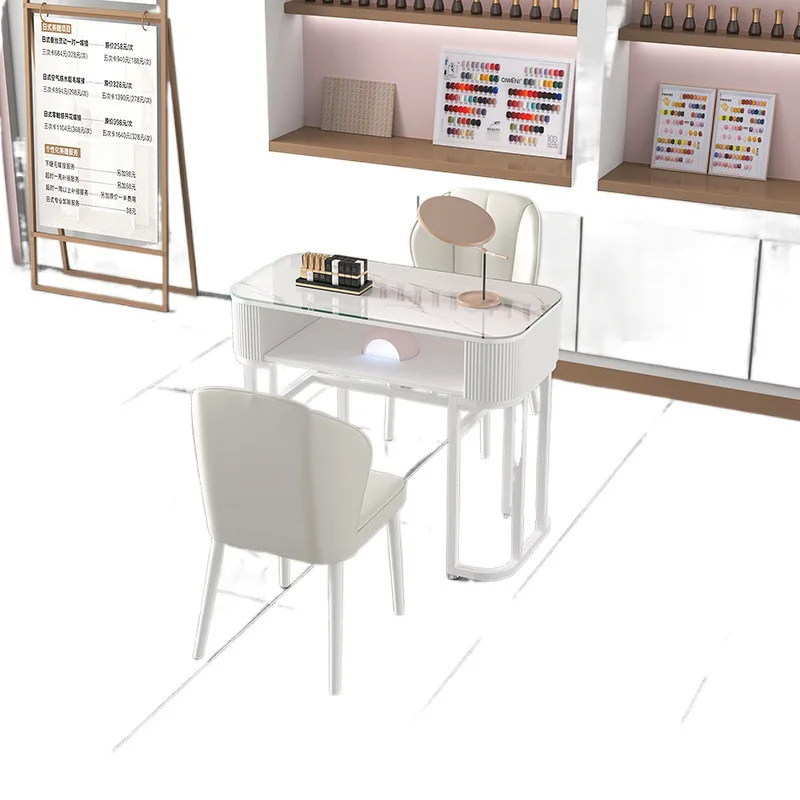 Table de manucure économique pour salon de beauté, style crème, simple ou double